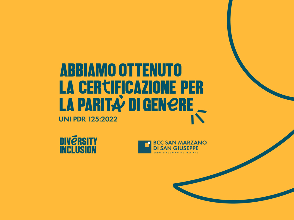 BCC San Marzano ottiene la Certificazione di Parità di Genere UNI